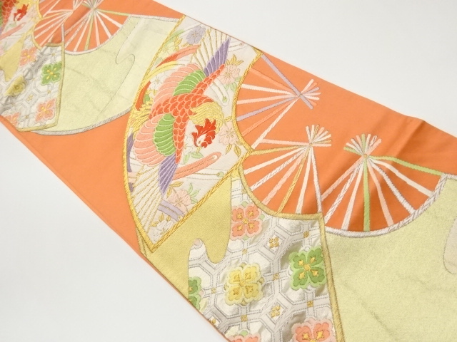 JAPANESE FUKURO OBI / WOVEN FLOWER & BIRD